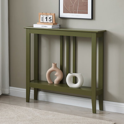 Narrow Console Table with 2-Tier Storage Shelf, Wood Entryway Table or Slim Sofa Table for Hallway or Behind Couch