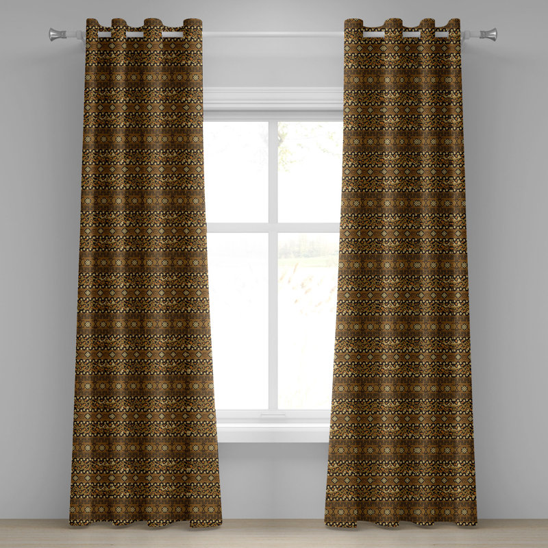 Rideau décoratif rouge à 2 panneaux avec œillets Red Barrel Studio®, 50 po x 96 po, brun foncé caramel pâle