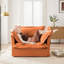 Orange, tissu chenille, fauteuil simple, assise profonde, coussins de dossier haut luxueux, housses amovibles, installation simple rapide