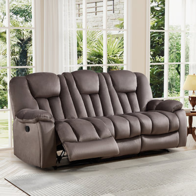 Quiteris 86.6" W Microfiber Manual Reclining Sofa
