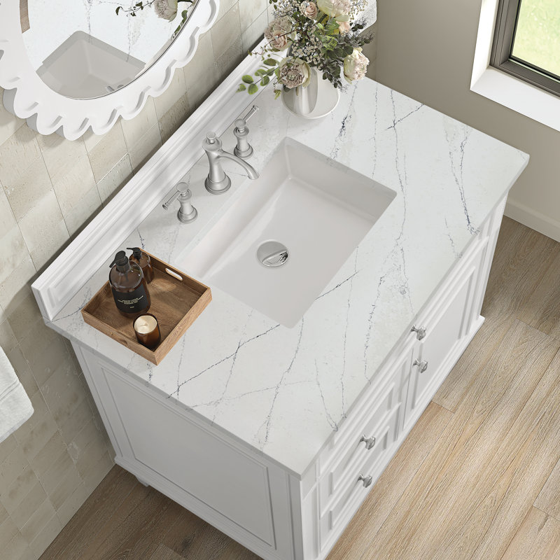 Lorelai 36'' W Single Vanity, Bright White, Ethereal Noctis, 8" Widespread