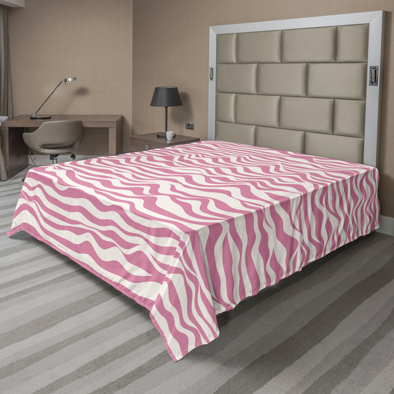 Drap plat moderne de style bohème Ambesonne, Drap plat grand, Rose pastel / motif abstrait blanc