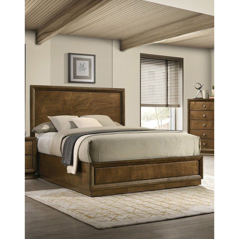 Mobilier de chambre à coucher à panneau en bois de noyer à forte densité de style transitionnel 1pc