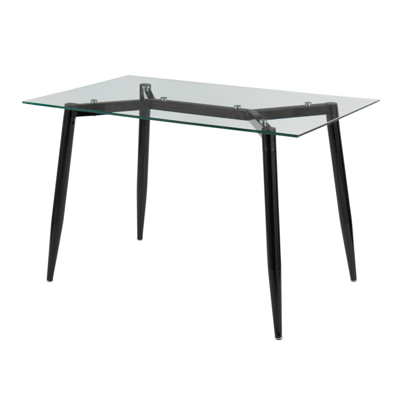 Table contemporaine Clara en métal noir avec plateau en verre trempé transparent par Lumisource, Noir