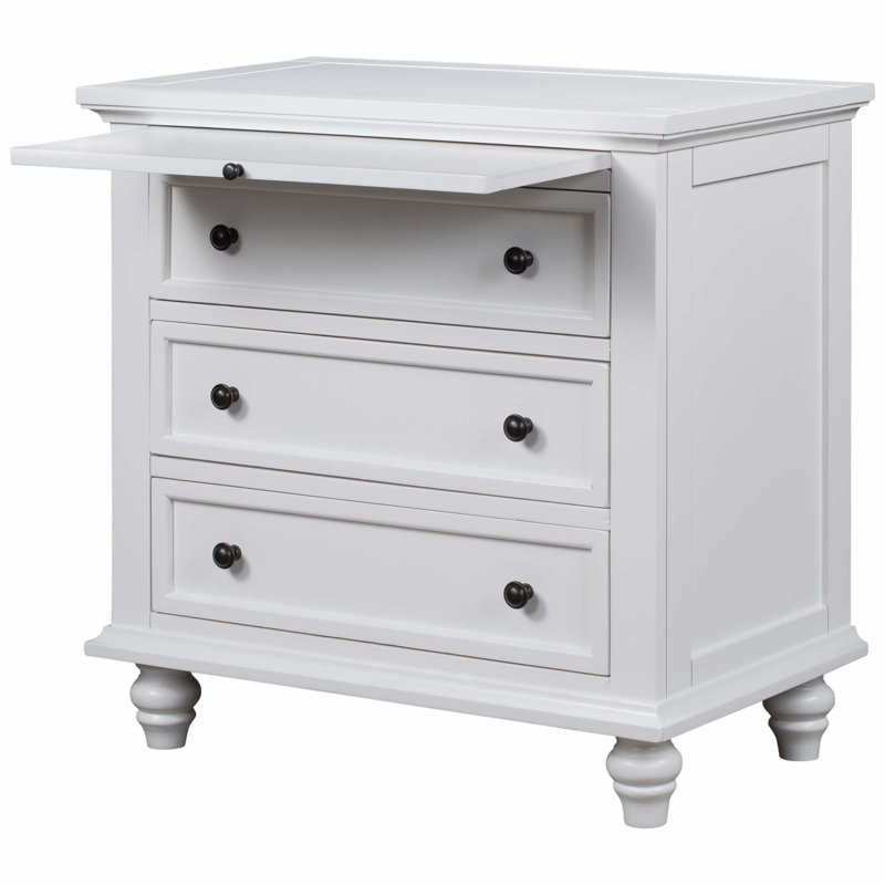 Armoire de rangement à 3 tiroirs en bois, table de bout, Blanc