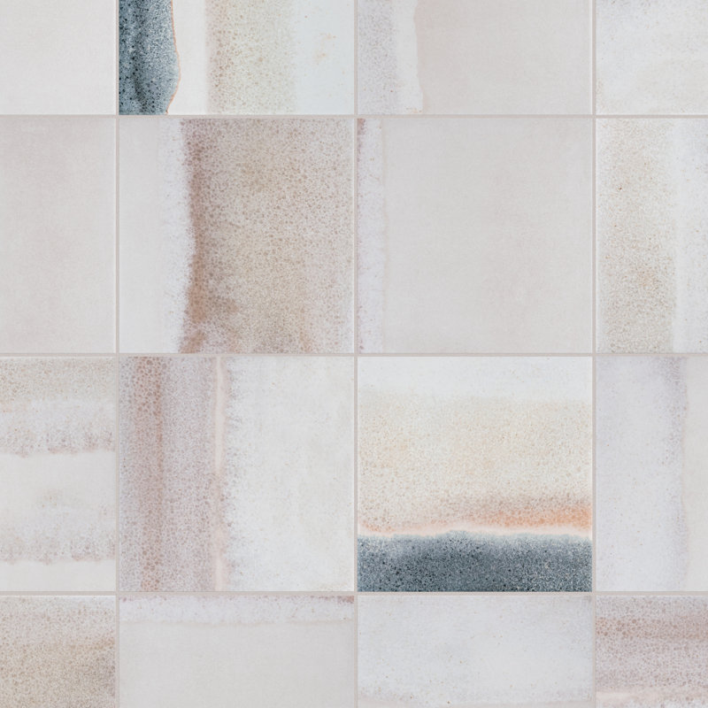 Matter Canvas 6" x 6" Porcelain Stone Look Floor and Wall Tile, Bone/Blue