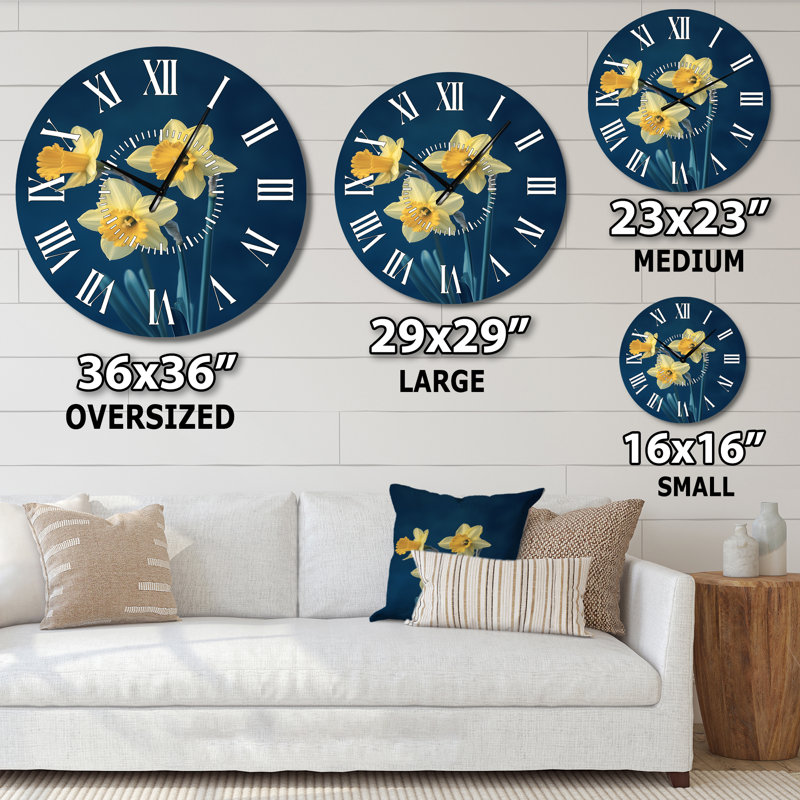 Horloge murale Moody Daffodils Contrast, Grand