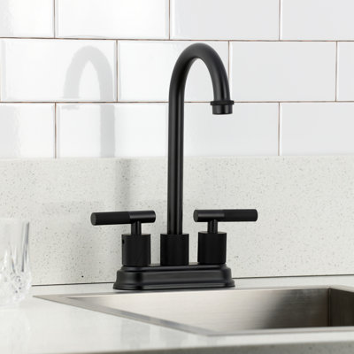 Kingston Brass Convergent Two-Handle 2-Hole Deck Mount Bar Faucet With Knurled Handle