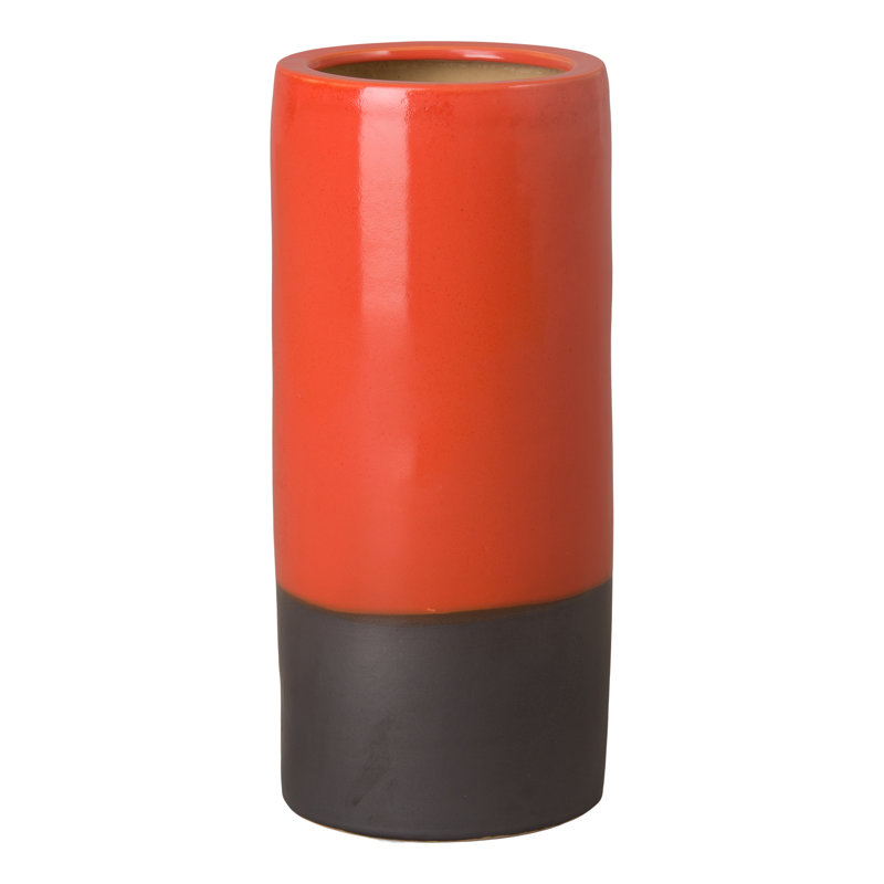 Ehling Handmade Ceramic Pot Planter, Orange/Black