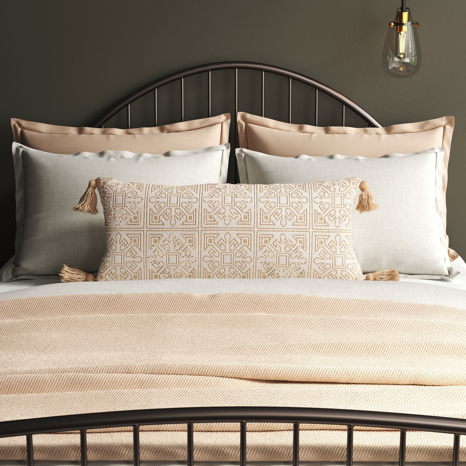 Chloe Block Print Cotton Lumbar Throw Pillow, Pillow Cover Only - No Insert