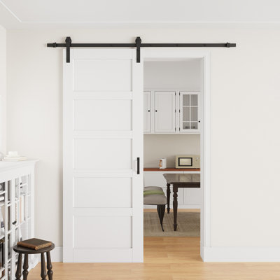 32" × 96" Wood Sliding Barn Door with Finished Surface, Ready to Use All Installation Hardware Kit & Soft Close Included, Can Be Repainted, No Assembly Required