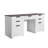 Executive Desk, Farmhouse Office Table with Charging Station, Heavy Duty Particle Board Executive Table with Storage Drawers, 200 LBS Load Capacity, Easy Assembly, for Work Study Writing, Walnut