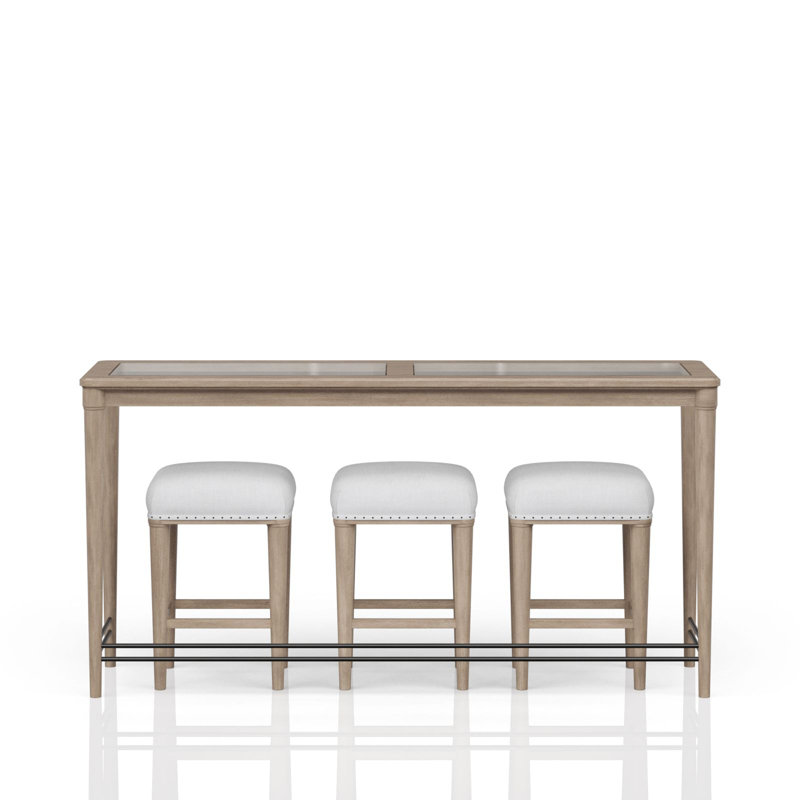 Console en verre givré avec 3 tabourets