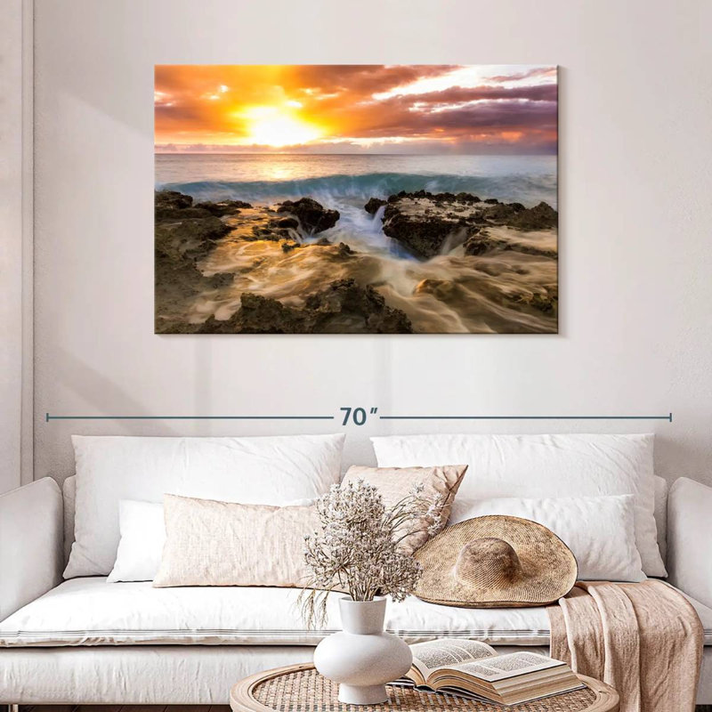 Gillard Beach au coucher du soleil, H 30 po x l 45 po