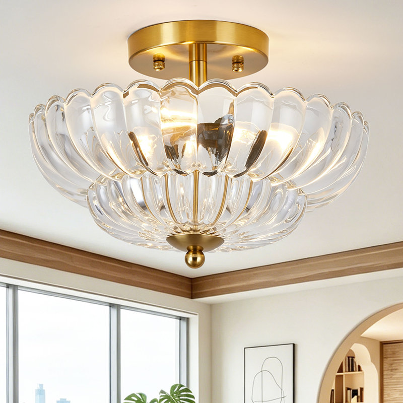 Plafonnier semi-encastré 11,8 po, Gold, Clear