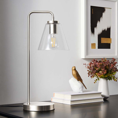 Element Glass Table Lamp In Satin Brass