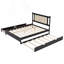 Grand lit plateforme en rotin moderne avec 2 grands tiroirs et un lit gigogne en T