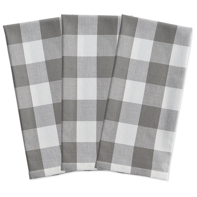 Wolsingham Cotton Waffle Dish Cloth Kitchen Towel, Gray/White