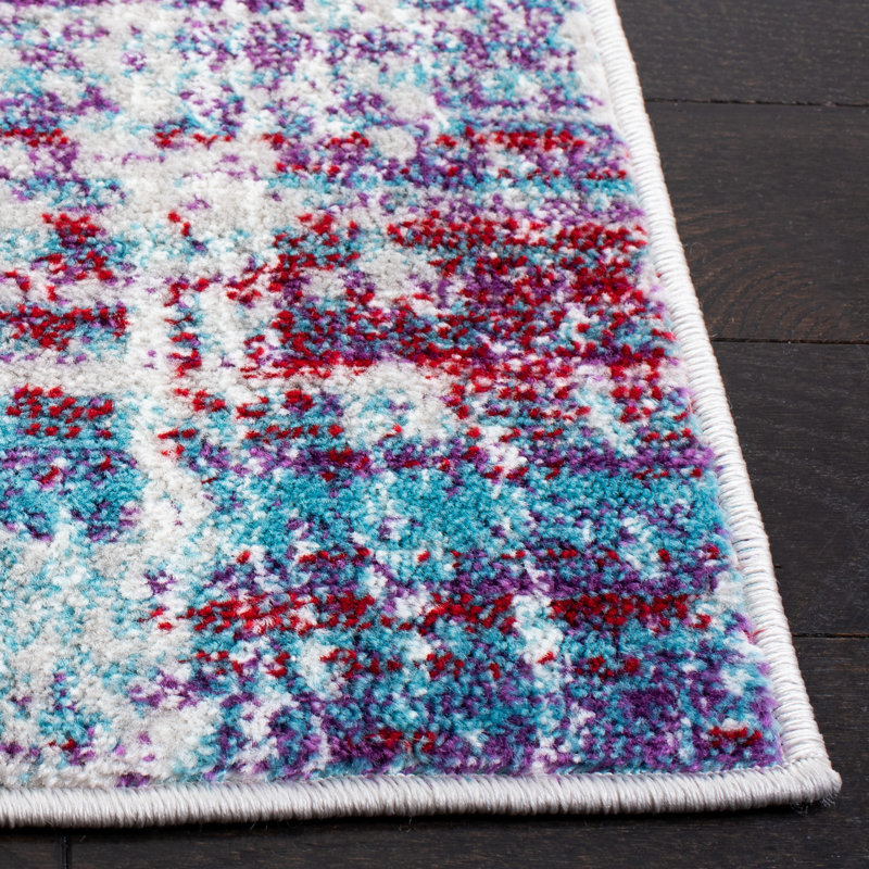 Olmstead Abstract Purple/Blue/Gray Area Rug, Runner 2' x 8'