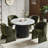 5-Piece Dining Table Set, Wood Top, Faux Fur Armchairs-108053366-108053362-108053361