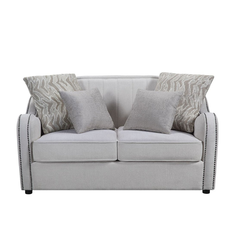 Causeuse moderne Benslimane Mahler avec 4 coussins en lin