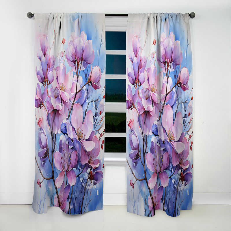 Rideau occultant à motif floral lilas Cowgill - 1 panneau, L 52 po x L 90 po