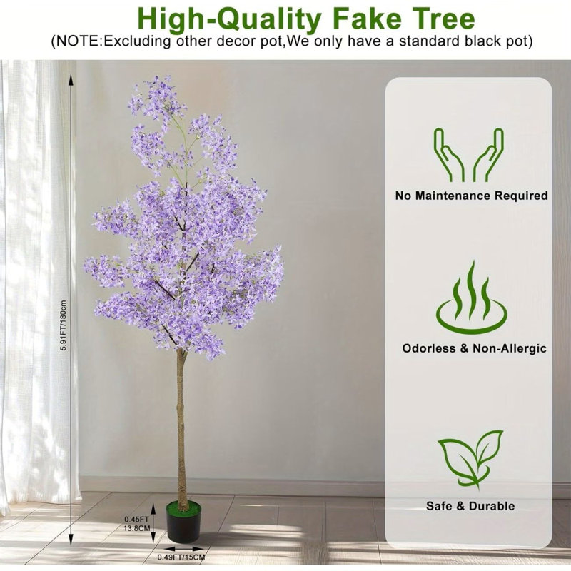Arbre de jasmin artificiel d'hiver 6 pi avec fleurs mauves et feuillage vert
