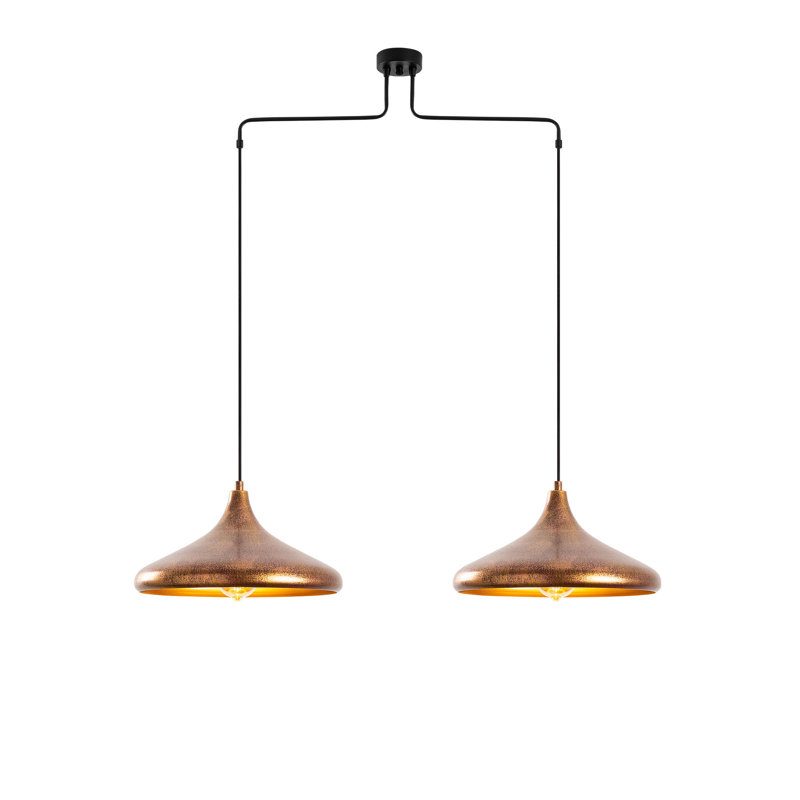 Luminaire suspendu en forme de dôme à 2 lumières, Or brillant