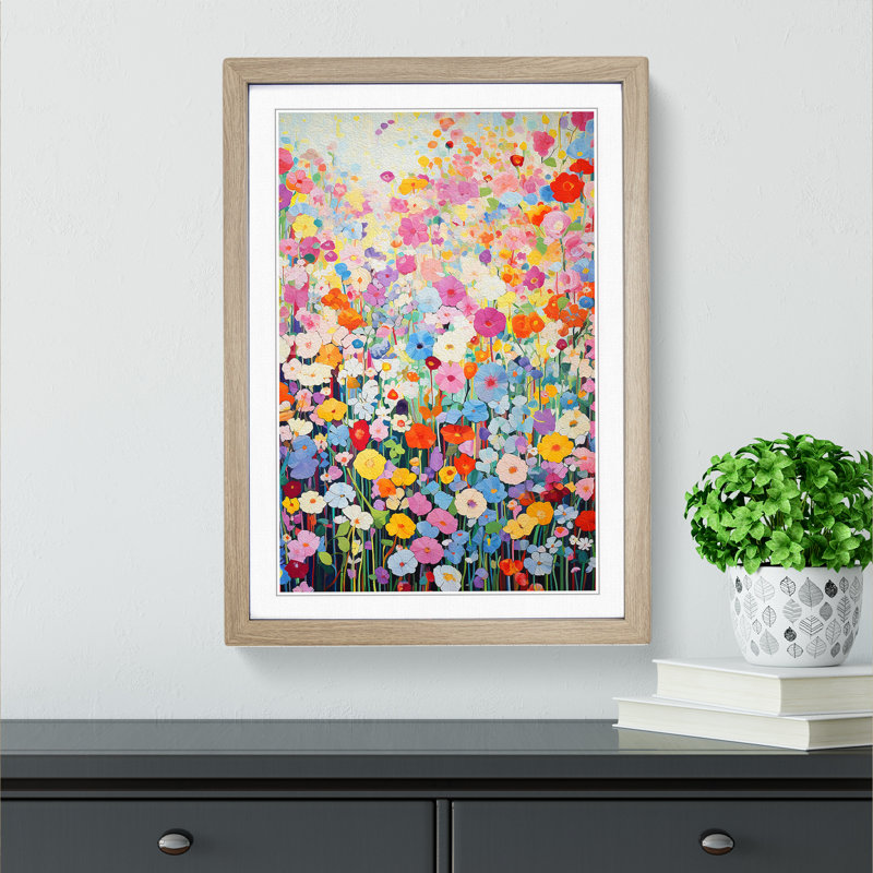 Floral Art Colour Field Art - Framed Print, Oak Framed, 64cm H x 46cm W