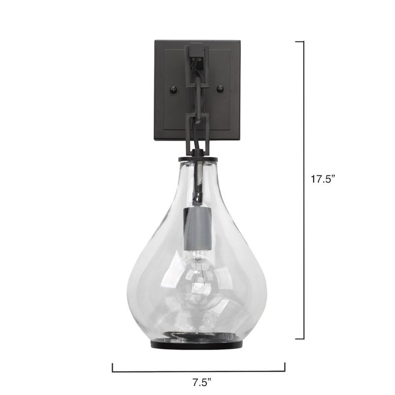 Antique Teardrop Glass & Oil-Rubbed Bronze Wall Sconce