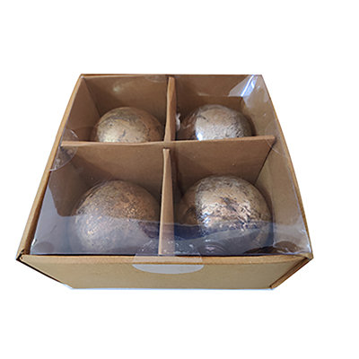 Ornament Gift Box - Set of 4 - 9 x 9 x 4.5" - Silver