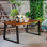 Serna Rectangular Acacia Wood Metal Outdoor Dining Table , 71'' in. W 35.5'' in. D