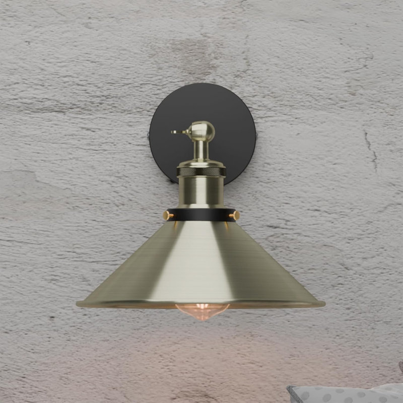 Armed Sconce, Green Brass, 20cm H x 22cm W x 22cm D