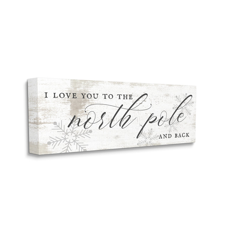 «Love You To North», phrase romantique de Noël, Toile tendue, H 20 po x l 48 po x P 1,5 po
