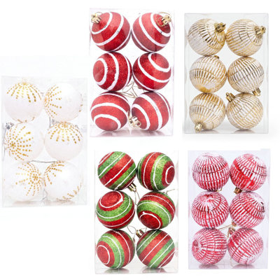 Boules de Noël, boules de Noël rétro, boules d'arbre de Noël texturées, boules de Noël suspendues incassables pour les fêtes