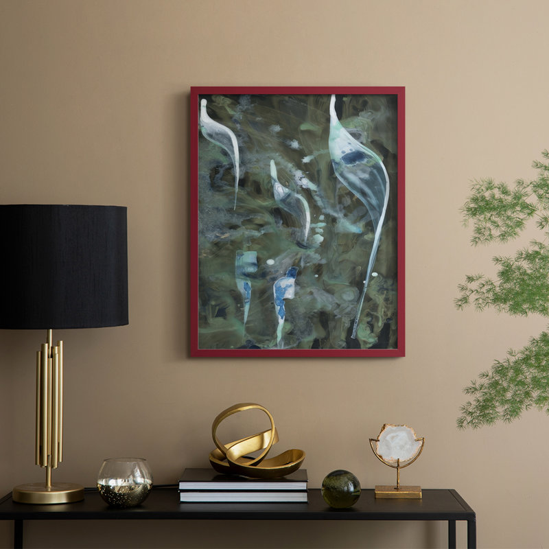 «Beginning in the Great Deep II», reproduction encadrée - bois massif, H 11 po x l 9 po, Cadre rouge