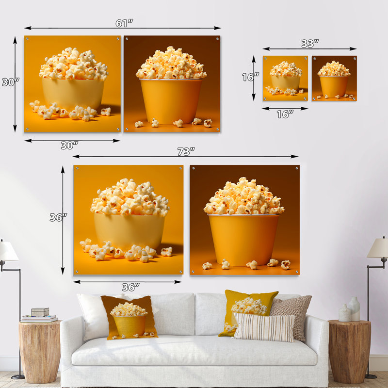 Ensemble de 2 bols en pop-corn en verre Buttery Light, H 16 po x l 33 po