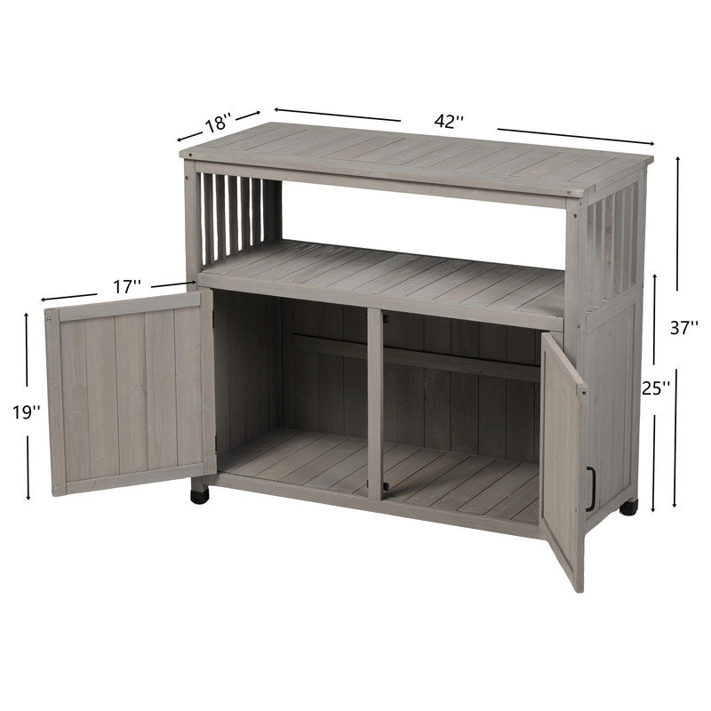 Ensemble de table de bar en bois avec rangement, armoire de buffet d'intérieur et d'extérieur