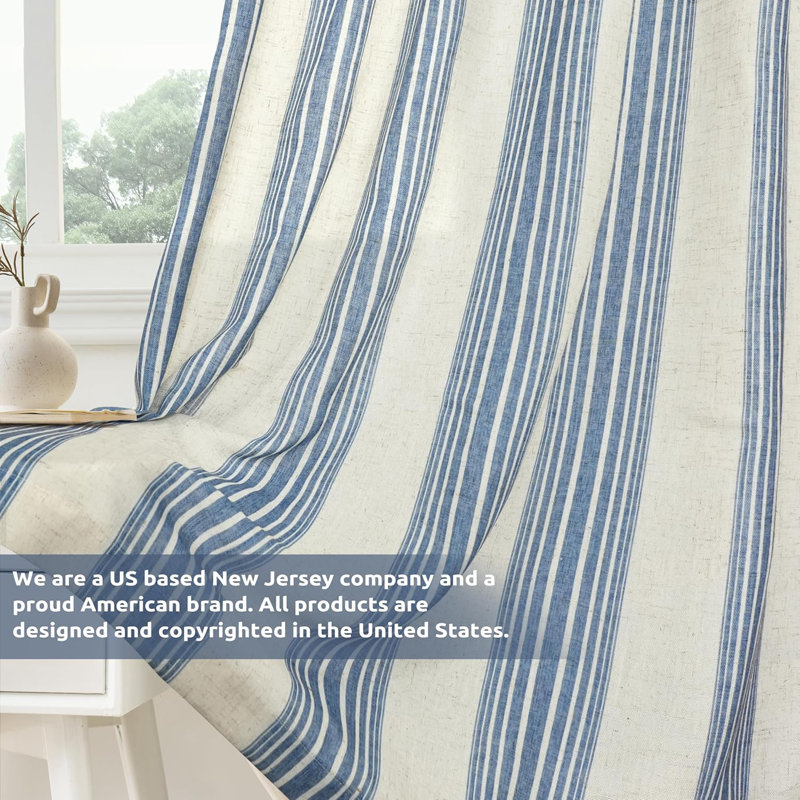 Rideaux semi-transparents avec passe-tringle Chris, L 52 po x L 36 po, Bleu marine jean