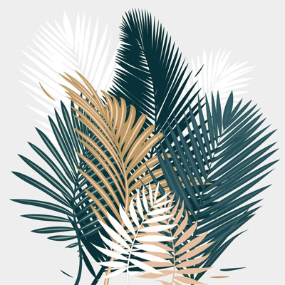 «Gold and Green Palm Leaves», impression sur toile tendue