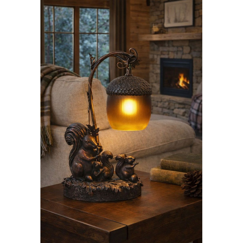 Lampe de table écureuils et glands