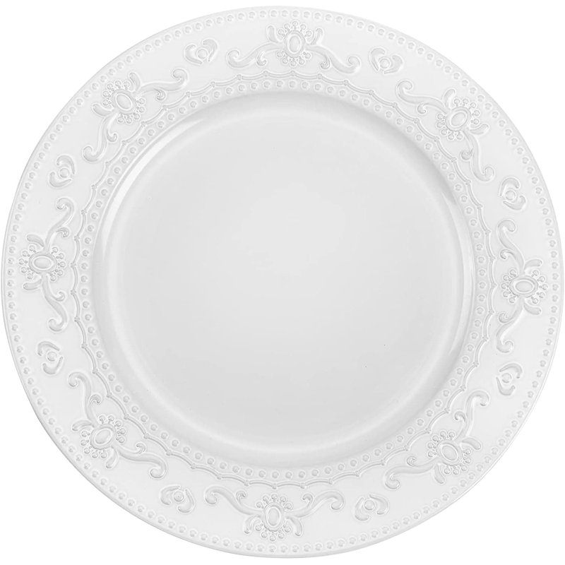 6 Pack 13" Round Green Charger Plates for Ceramic Tableware, White