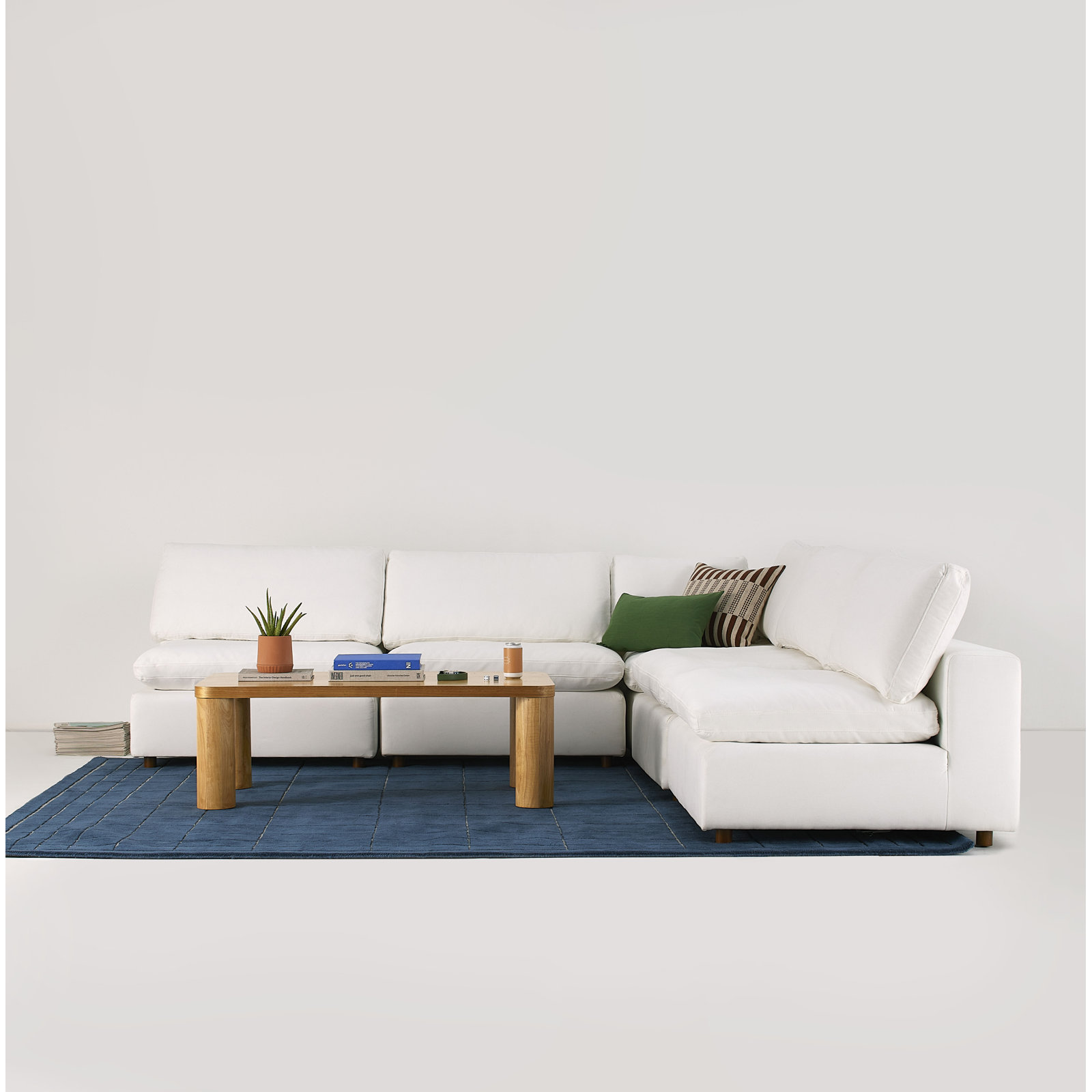 Jossa Upholstered L-Sectional, White Linen Blend