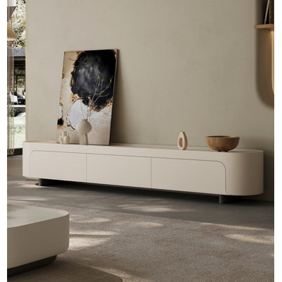 Modern Simple Beige TV Cabinet Unfinished TV Stand for TVs up to 88"