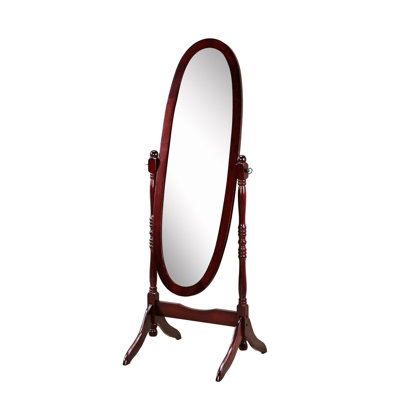 Traditional Decor Wood Floor Mirror, Cherry. Body Reflection With Tilt Function. Stable Standing Design. 22.5W X 16D 60.77H In Cherry Mirror Tiltable Mirror. Freestanding And Stable.
