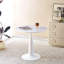 Table à piédestal 31,5 pouces de style Mid-Century moderne, table de salle à manger multifonctionnelle pour 4 à 6 personnes et grande table basse, plateau en panneau de fibres à densité moyenne blanc pour le salon, la cuisine et le bureau-125534951