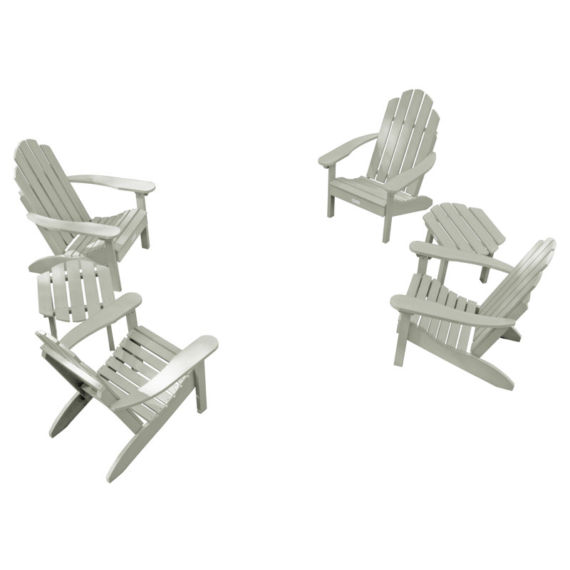 Anette Outdoor Adirondack Chair With Table, Eucalyptus