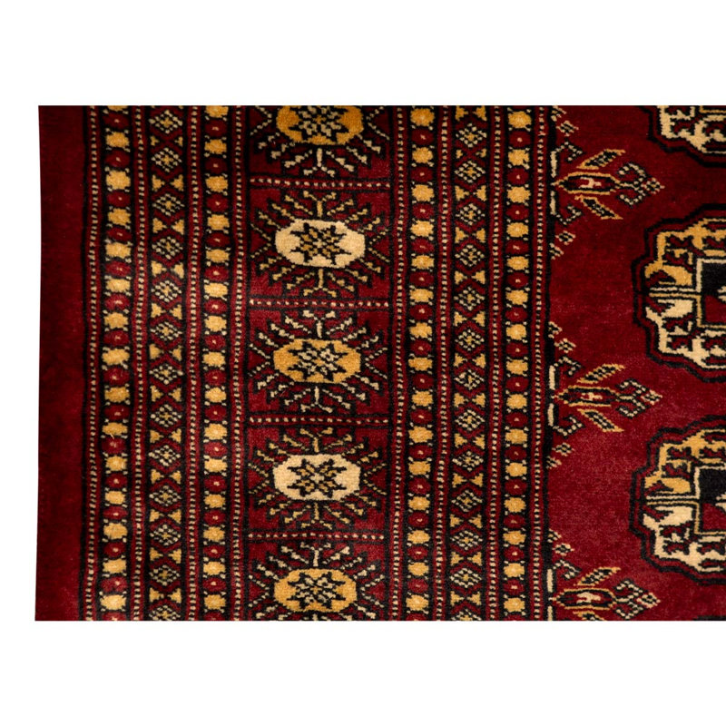 Tapis rouge en laine noué à la main de conception unique 4 pi x 5 pi 6 po