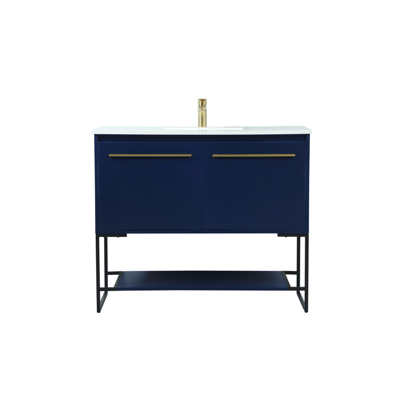 Ensemble de meuble-lavabo simple 40 po Rozell, Bleu
