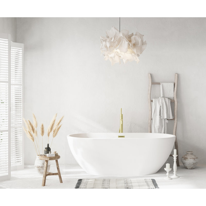 Baignoire de 67 pouces en blanc brillant avec garniture, Or brossé